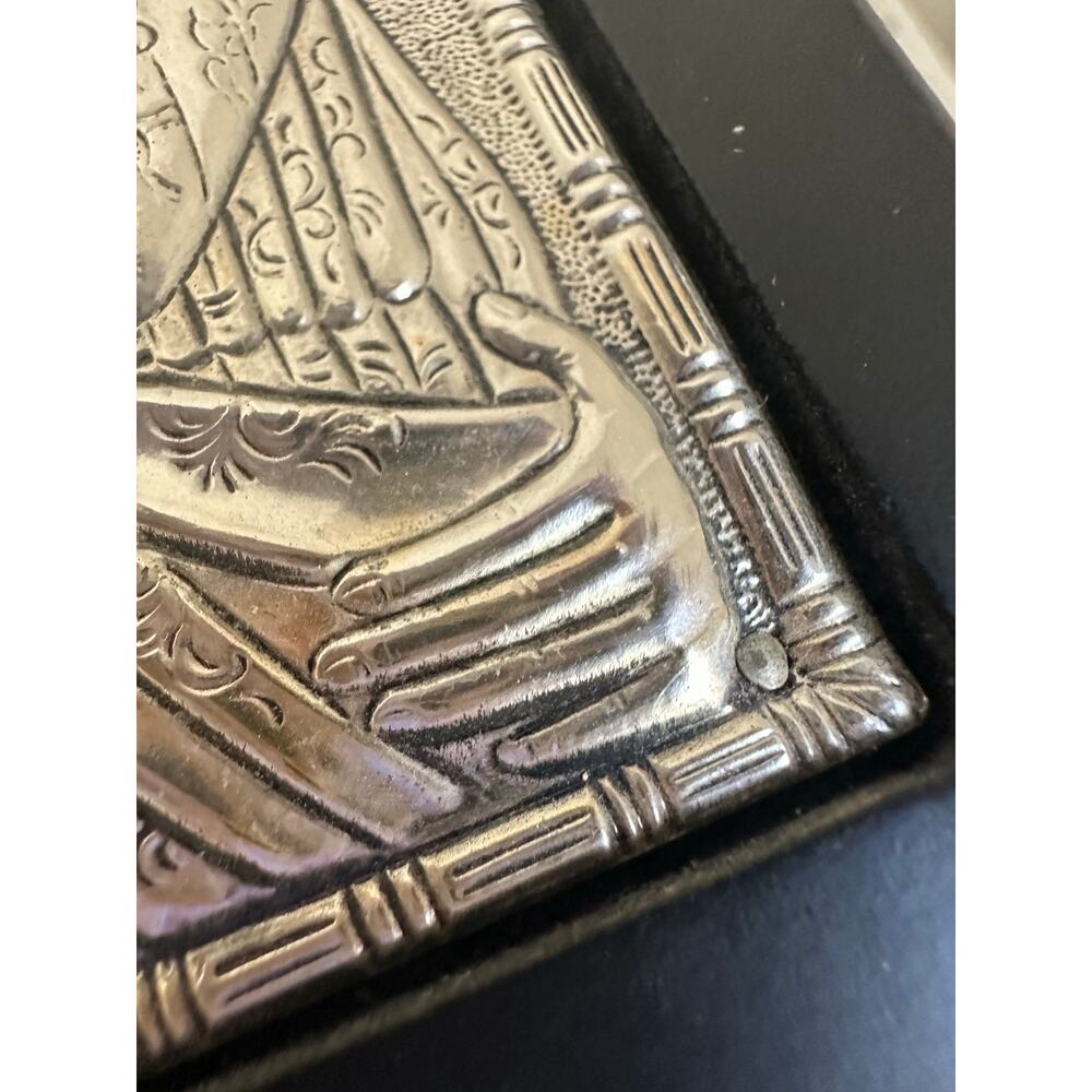 Byzantine Greek Orthodox 950 Pure Silver Icon Virgin Mary Child Jesus 6x5 - Picture 5 of 10